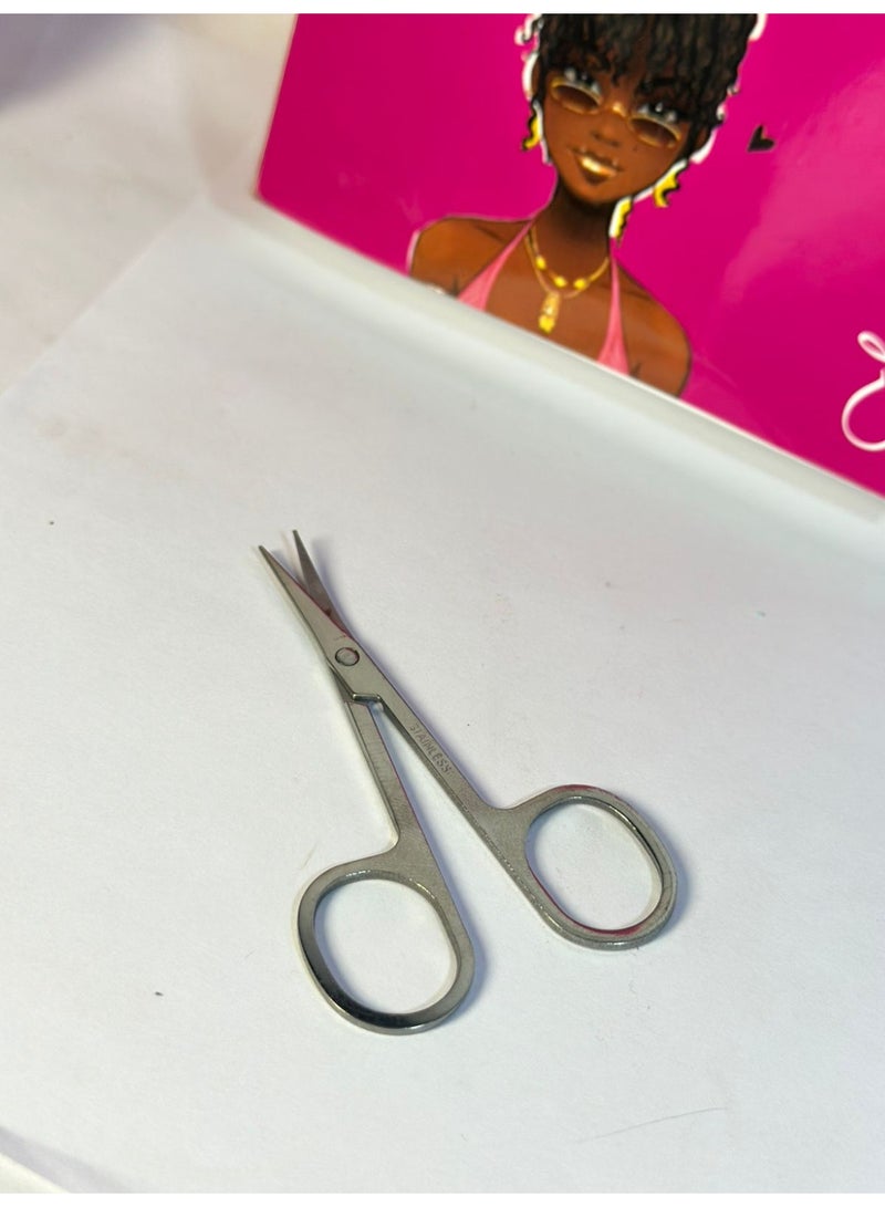 Stainless Steel Eyebrow Grooming Scissors - Silver 1PC - Image 4